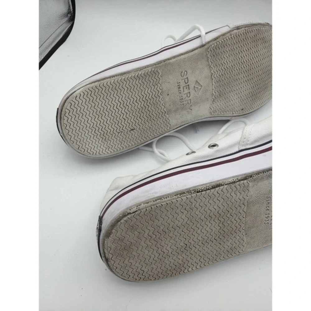 Sperry‎ Men's White Size 13 Canvas Sneakers Lace-Up Casual Boat Shoes.     1586